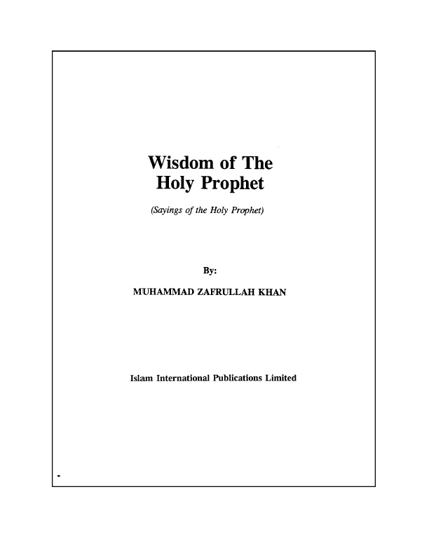 Book Cover of Wisdom of Holy Prophet (saw)